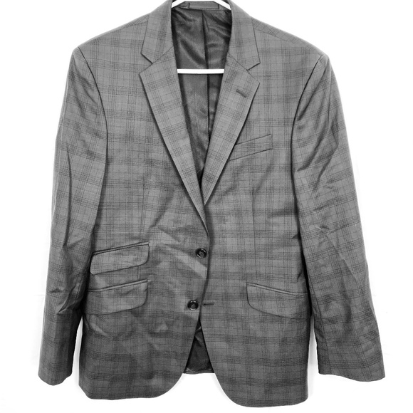 Kenneth Cole Wool Plaid Suit Jacket Blazer sz 40S